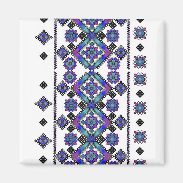 Blaue Stickerei Magnet (Vorne)