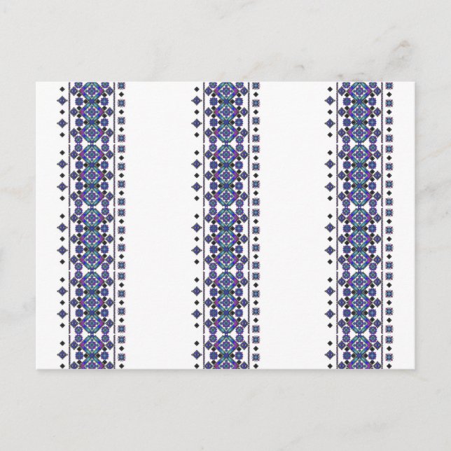 Blaue Stickerei Postkarte (Vorderseite)