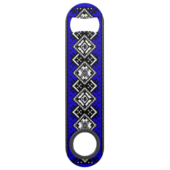 Blaue Stickerei Speed Flaschenöffner (Vorderseite)