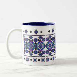 Blaue Stickerei Zweifarbige Tasse