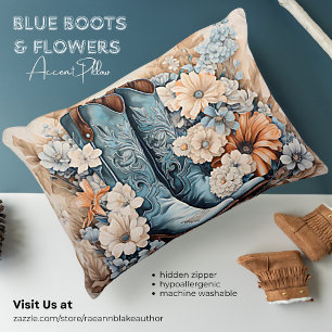 Blaue Stiefel und Blume Akzent Pillow Dekokissen