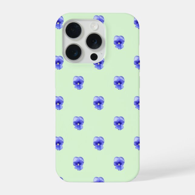 Blaue Stiefmütterchen auf Minze - Handyhülle iPhone Hülle (Rückseite)