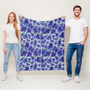 Blaue Stiefmütterchen-Blumen Fleecedecke