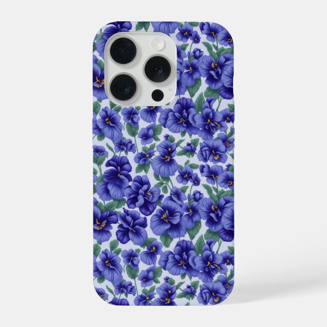 Blaue Stiefmütterchen-Blumen-Handyhülle iPhone Hülle (Rückseite)