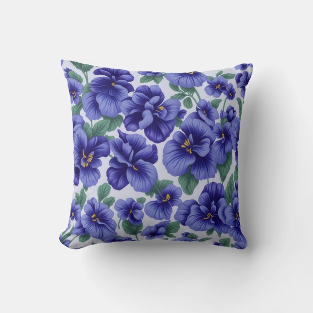 Blaue Stiefmütterchen-Blumen  Kissen (Vorderseite)