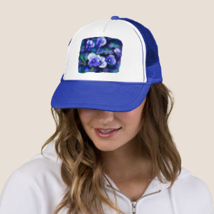 Blaue Stiefmütterchen Pansy Blume Blumenbemalung Truckerkappe