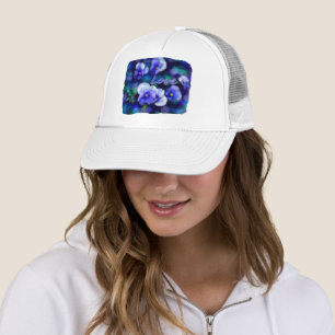 Blaue Stiefmütterchen Pansy Blume Blumenbemalung Truckerkappe