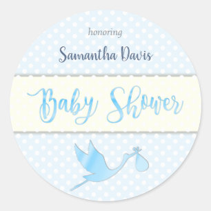Blaue Storch-Baby-Babyparty Runder Aufkleber