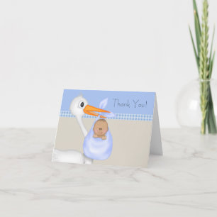 Blaue Storch Baby-Junge Dankeskarten Dankeskarte