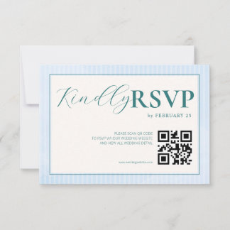 Blaue Strand Sommer Wasserfarbe QR Hochzeit RSVP Karte
