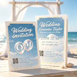Blaue Strandhochzeit  Einladung