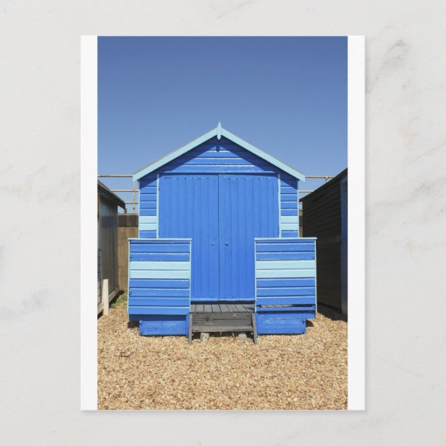 Blaue Strandhütte Postkarte (Vorderseite)