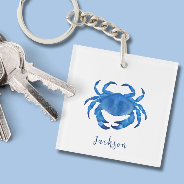 Blaue Strandkrabbe Schlüsselanhänger (Blue coastal crab personalzed keychain)