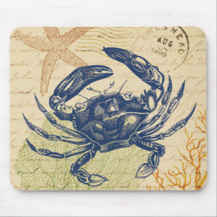 Blaue Strandkrabben-Collage Mousepad