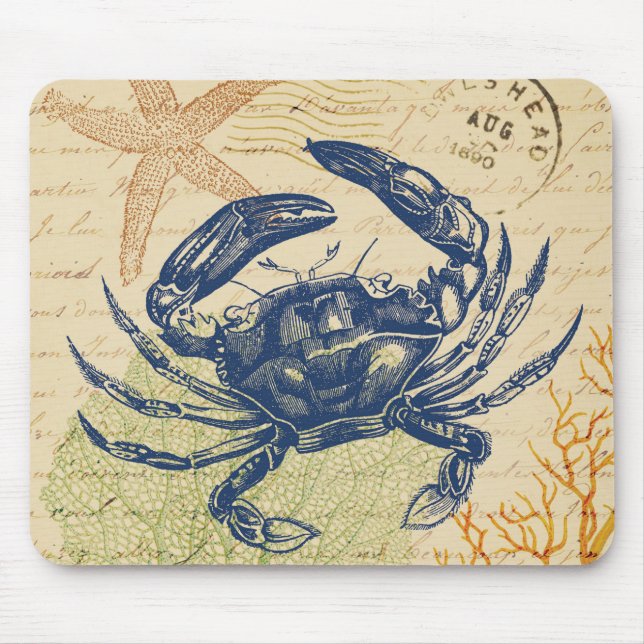 Blaue Strandkrabben-Collage Mousepad (Vorne)