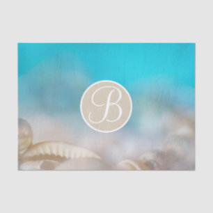 Blaue Strandmuscheln Elegantes Monogramm Anfangsbu Seidenpapier