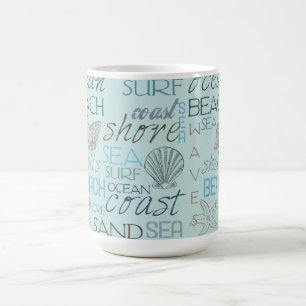Blaue Strandschalen Ozeanküste Kaffeetasse