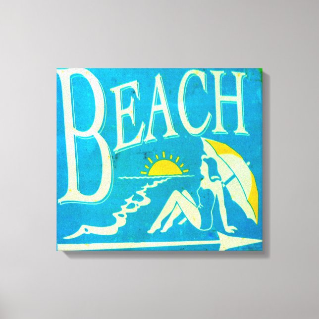 Blaue Strandschild Leinwand (Vorderseite)