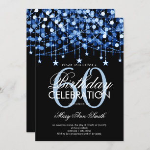 Blaue Streichleuchten und Sterne aller Altersklass Einladung