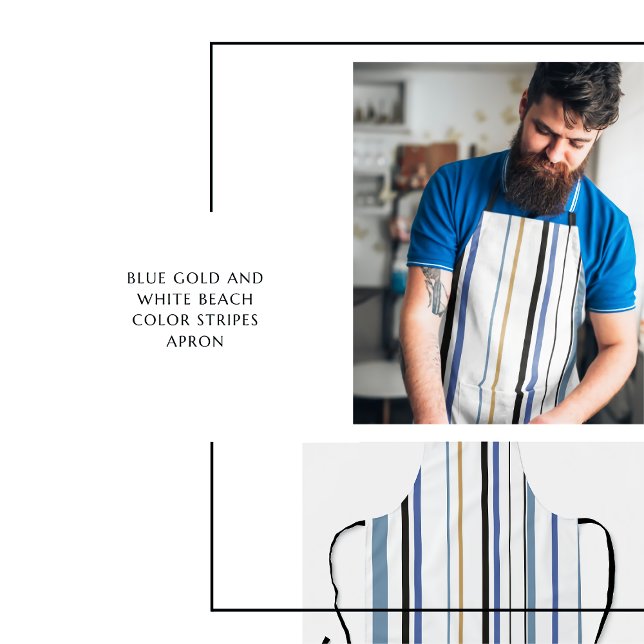 Blaue Streifen aus Gold und Weiß Beach Schürze (Blue Gold and White Beach Color Stripes Apron)