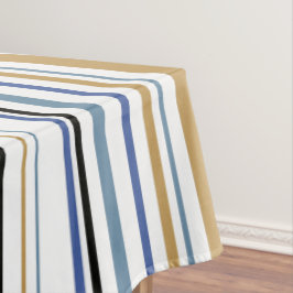 Blaue Streifen aus Gold und Weiß Beach Tischdecke