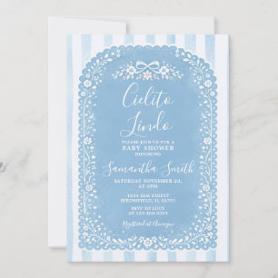 Blaue Streifen Baby Shower Cielito Lindo Talavera Einladung