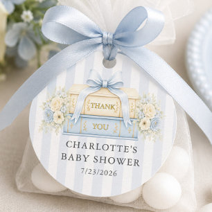 Blaue Streifen-Baby-Shower-Geschenkanhänger Geschenkanhänger