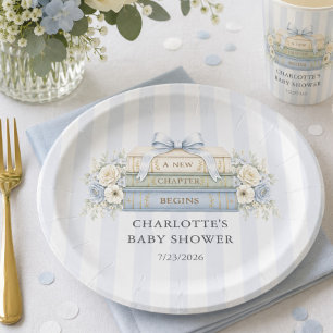 Blaue Streifen-Baby-Shower-Papierplatte Pappteller