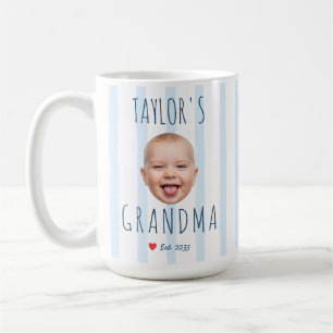 Blaue Streifen Benutzerdefiniertes Foto & Name Bab Kaffeetasse