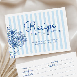 Blaue Streifen Brautparty Rezeptkarte Begleitkarte