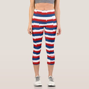 Blaue Streifen Capri Leggings