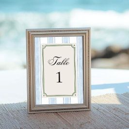 Blaue Streifen Coastal Vintage Beach Retro Hochzei Tischnummer
