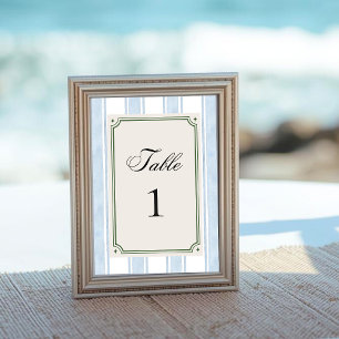 Blaue Streifen Coastal Vintage Beach Retro Hochzei Tischnummer