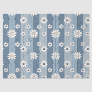 Blaue Streifen-Daisy-Vintage-Blumenmuster Seidenpapier