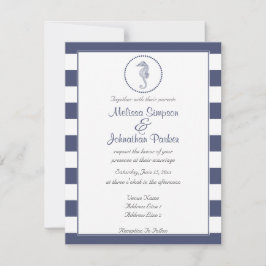 Blaue Streifen der Nautik | Seepferd Einladung