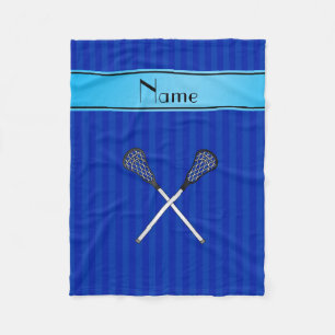 Blaue Streifen des personalisierten Namenslacrosse Fleecedecke