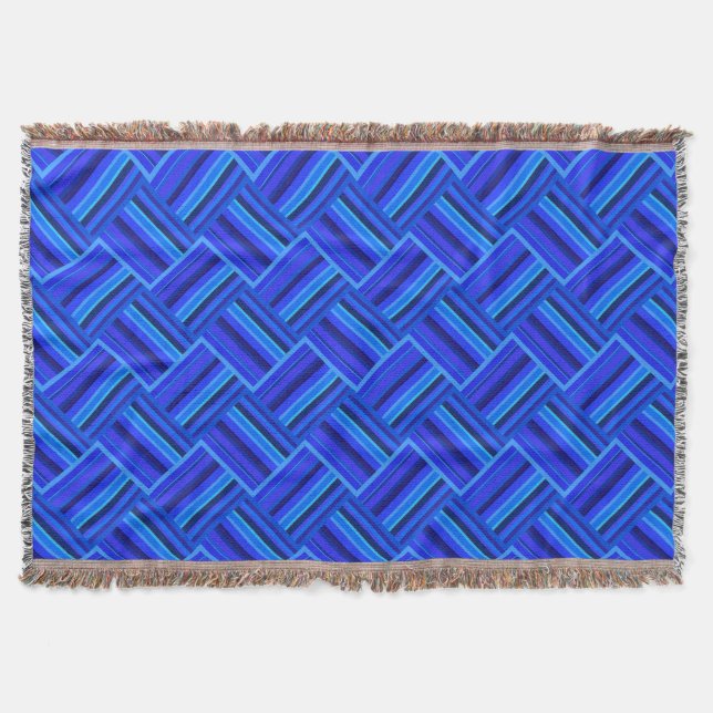 Blaue Streifen diagonales Webmuster Decke (Vorderseite)