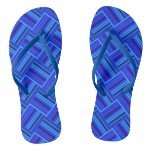 Blaue Streifen diagonales Webmuster Flip Flops