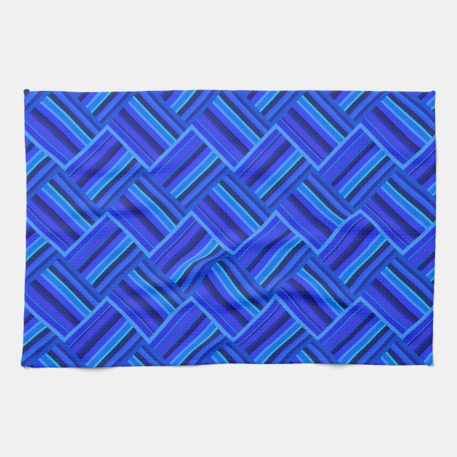 Blaue Streifen diagonales Webmuster Geschirrtuch (Horizontal)