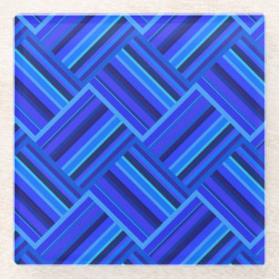 Blaue Streifen diagonales Webmuster Glasuntersetzer