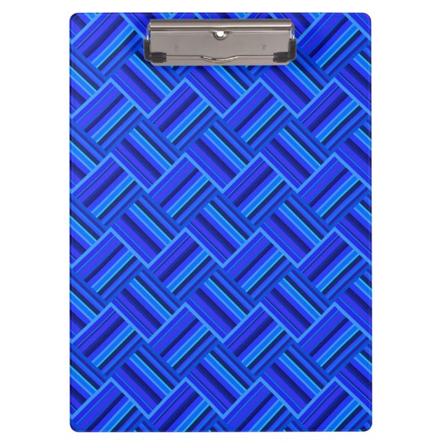 Blaue Streifen diagonales Webmuster Klemmbrett (Vorderseite)