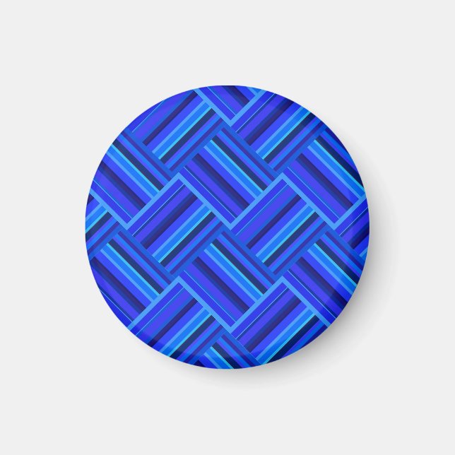 Blaue Streifen diagonales Webmuster Magnet (Vorne)