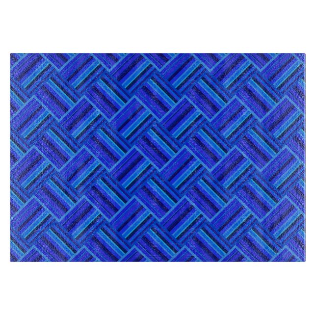 Blaue Streifen diagonales Webmuster Schneidebrett (Vorderseite)
