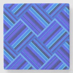Blaue Streifen diagonales Webmuster Steinuntersetzer