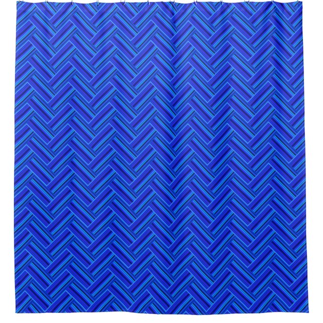 Blaue Streifen-Doppelwegemuster Duschvorhang (Vorderseite)