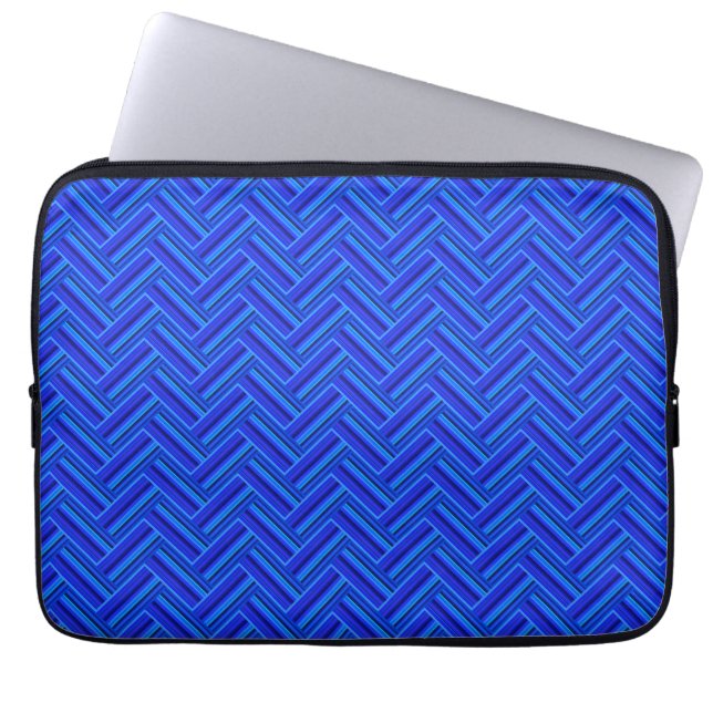 Blaue Streifen-Doppelwegemuster Laptopschutzhülle (Vorderseite)