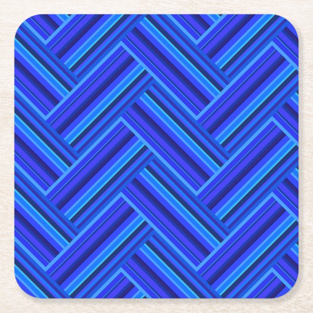 Blaue Streifen-Doppelwegemuster Rechteckiger Pappuntersetzer (Vorderseite)