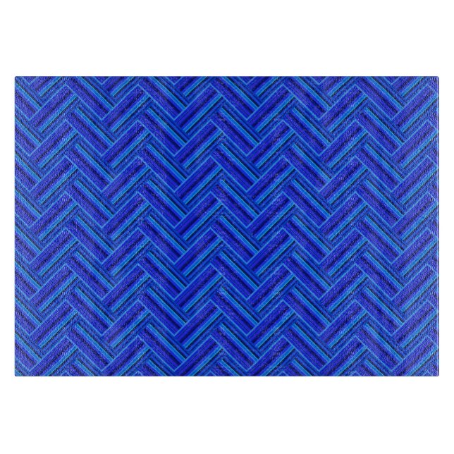 Blaue Streifen-Doppelwegemuster Schneidebrett (Vorderseite)