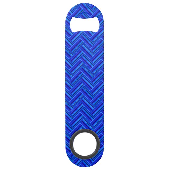 Blaue Streifen-Doppelwegemuster Speed Flaschenöffner (Vorderseite)