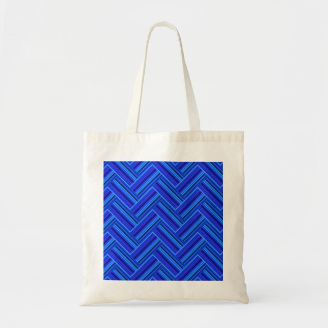 Blaue Streifen-Doppelwegemuster Tragetasche (Vorne)